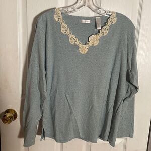 Lord & Taylor V Neck Pullover Blouse long sleeve
